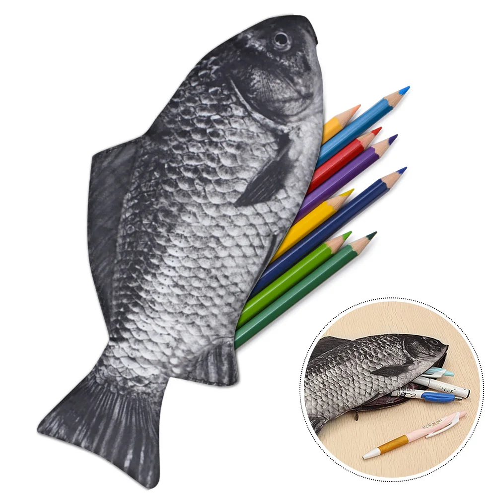 Carp Pen Bag Realistic Fish Shape Make-up Pouch Pen Pencil Case