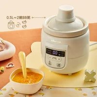 Bear 0.5L Slow Cooker Baby Supplementary Food Maker 220V Mini Bird's Nest Crock Pot White Porcelain 9.5h Reservation Keep Warm 2