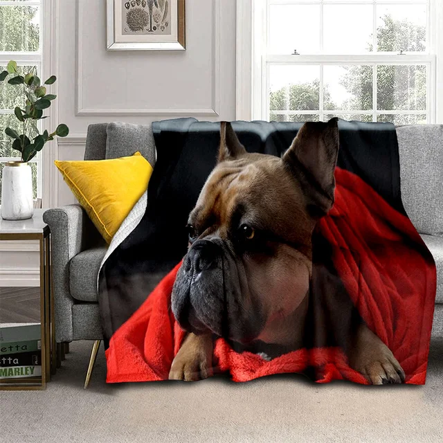 Flannel Blanket French Bulldog Throw Blanket 3D French Pit Bull