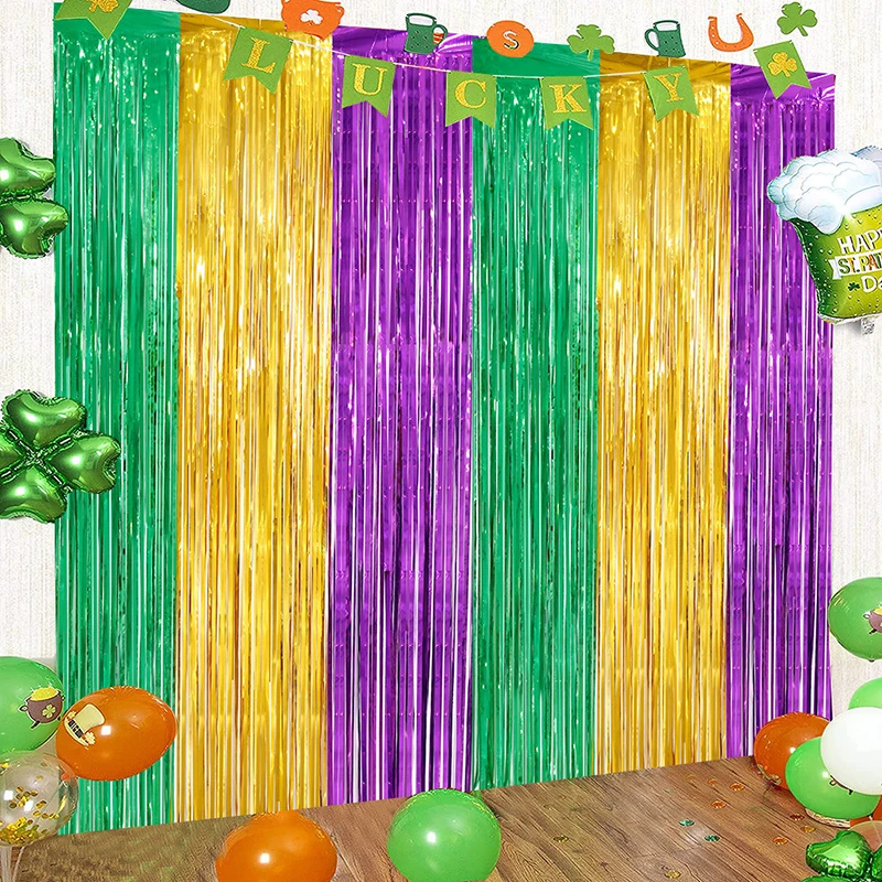 2pcs/pack Foil Tinsel Curtain Mardi Gras Decorations 3colors Party Backdrop Carnival  Party Decorations For Home - Party Backdrops - AliExpress