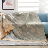 Textile City Cotton 5 Layer Gauze Towel Quilt Flower Pattern Quality Blanket Summer Nap Blanket for Couples 200cmx230cm 1