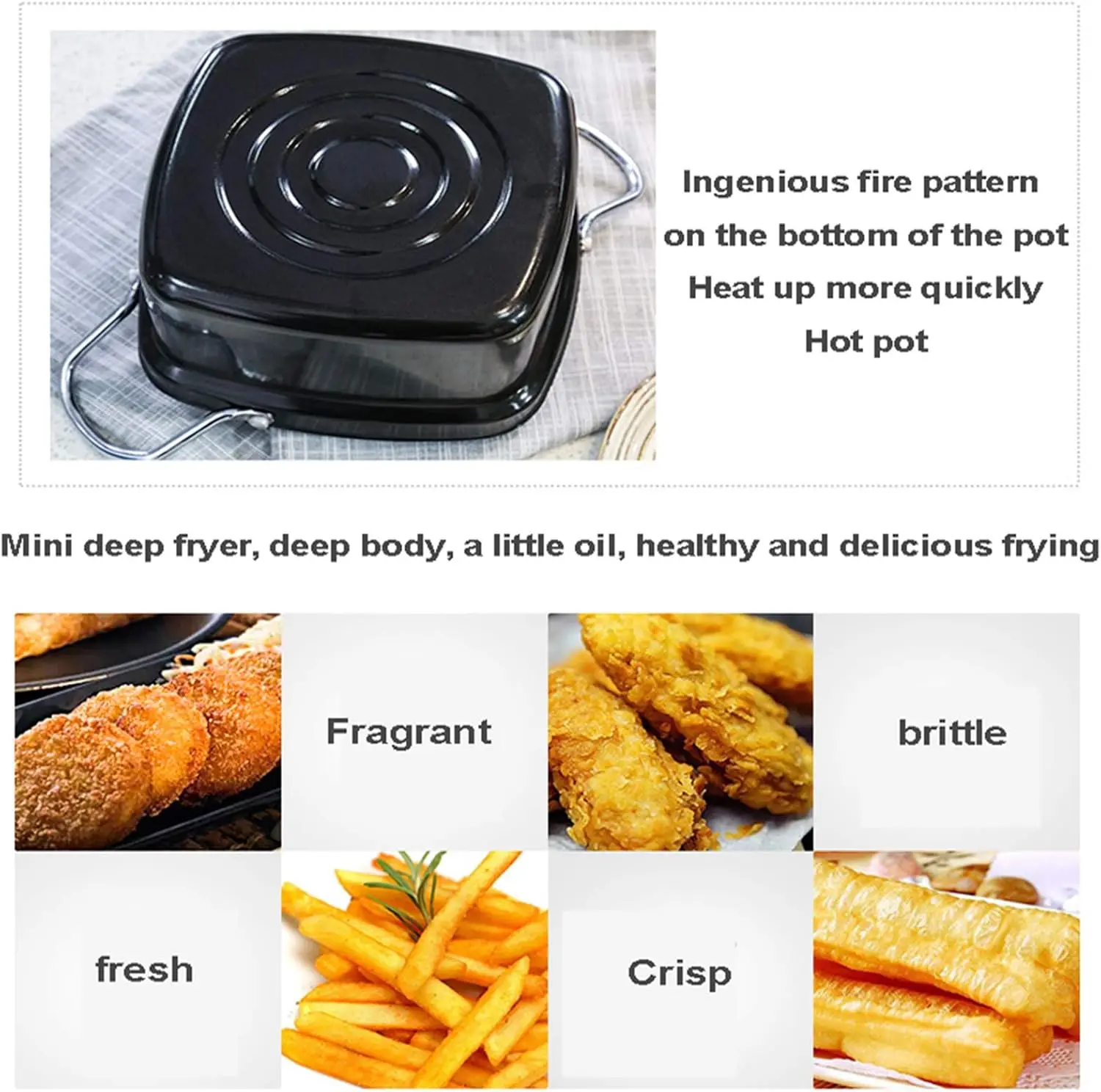 Japanese Frying Pan Tempura Frying Pan Household Mini Fried Chicken Noodle Soup Pot with Oil Drip Rack