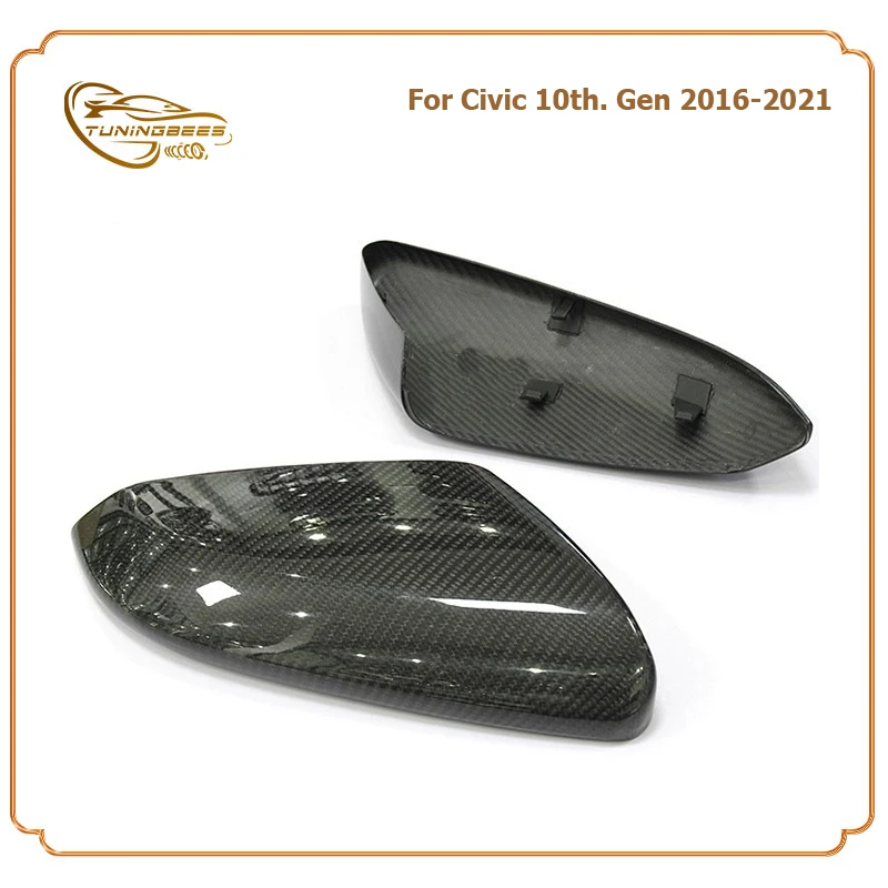 Add on/Replace Carbon Fiber Mirror Cover For Honda Civic 2016 2017 2018 2019 2020 2021 10th. Gen Rearview Side Door Ears Cap