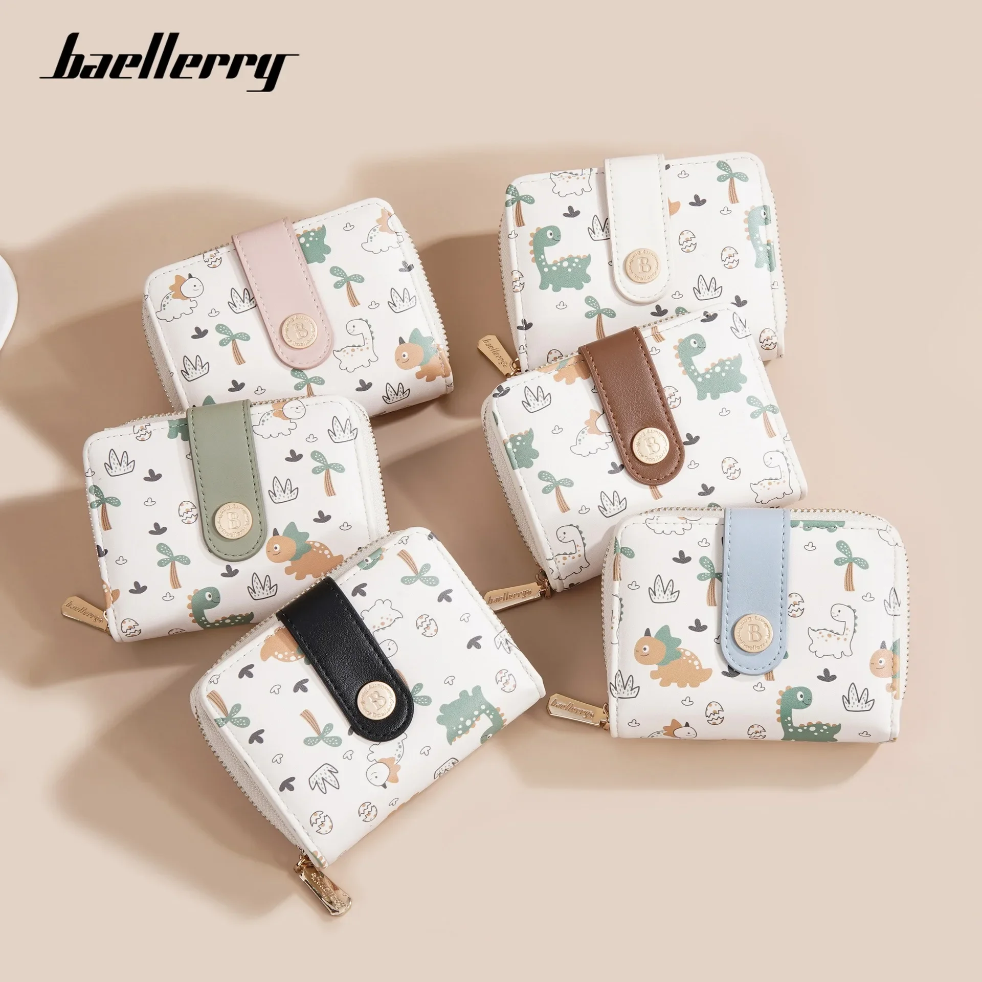 Baellerry New Women Wallet Short Coin Purse Cute Dinosaur Pattern Female Purses Photo Holder Hasp Card Holder Wallets for Girls 3