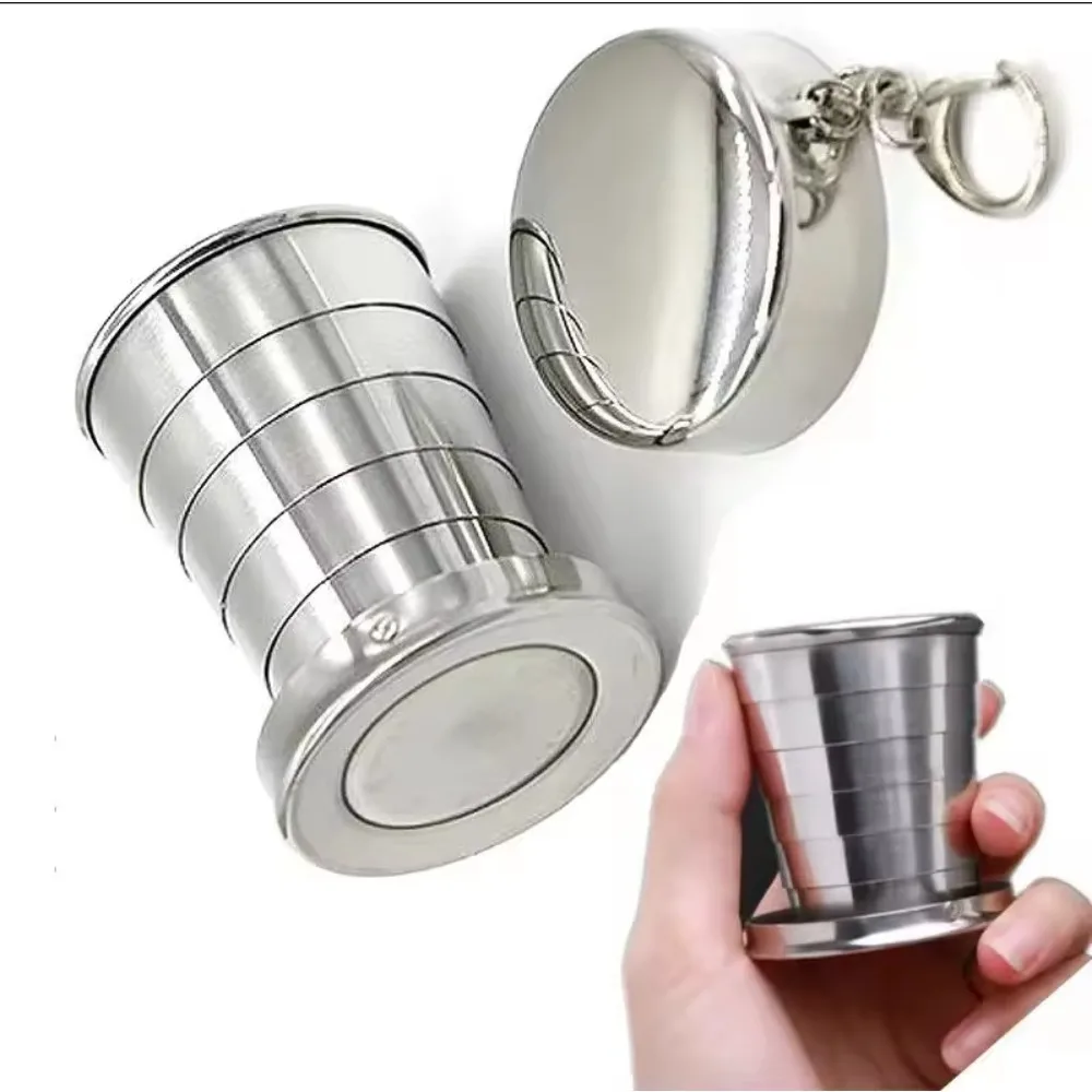 Stainless Steel Telescopic Folding Cup Portable Travel Wash Cup Outdoor Camping Mini Compressed Lightweight Durable Design