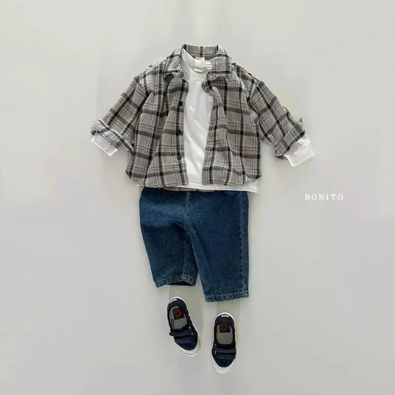 Baby Clothing Spring Shirt Korean Style Boy Plaid Cardigan Lapel Shirt Casual Simple Long Sleeve Kids Fashionable Plaid