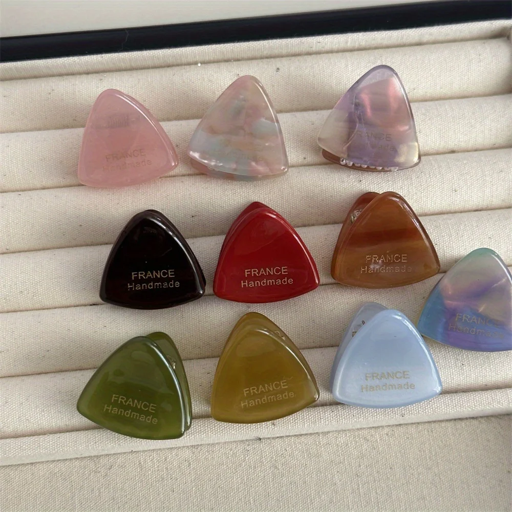 Nuevos mini pasadores de acetato triangulares pequeños y sólidos para mujer, modernos y versátiles, accesorios para el cabello de niñas, adornos para el cabello._voghion.com