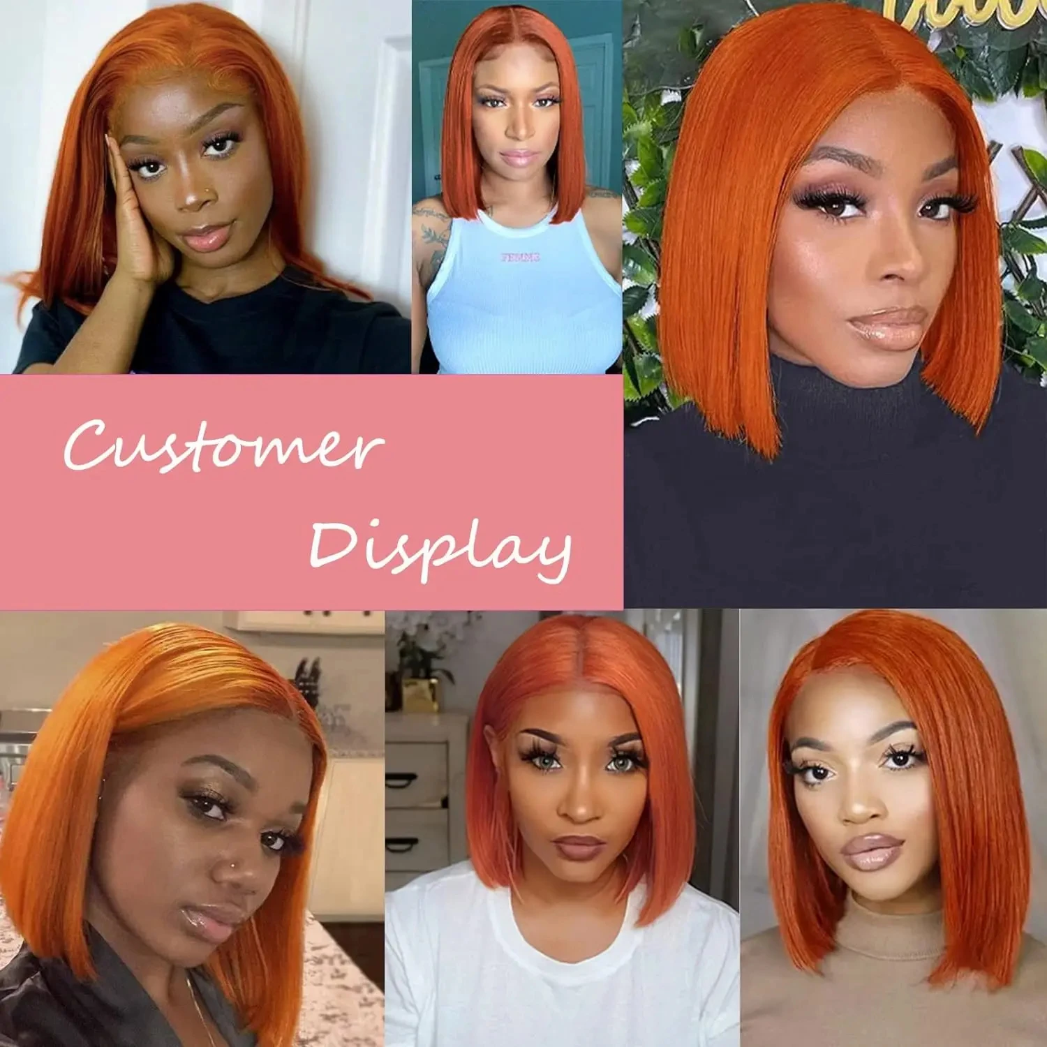 Ginger Orange Straight Bob Wig 13X6X1 Lace Front Wigs For Women Ombre Blond Color Wigs Peruvian Remy Hair Short Bob Human Hair
