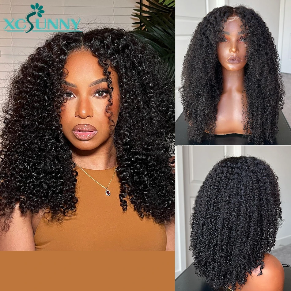 

Kinky Curly Lace Front Wig Human Hair Brazilian 13x6 HD Lace Frontal Wig Curly Pre Plucked 150/180/200 Density xcsunny
