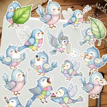 20 pz Creativo Carino Kawaii Self-made Blu Simpatico Piccolo Uccello Animale Scrapbooking Adesivi/decorativi/Album di Foto FAI DA TE