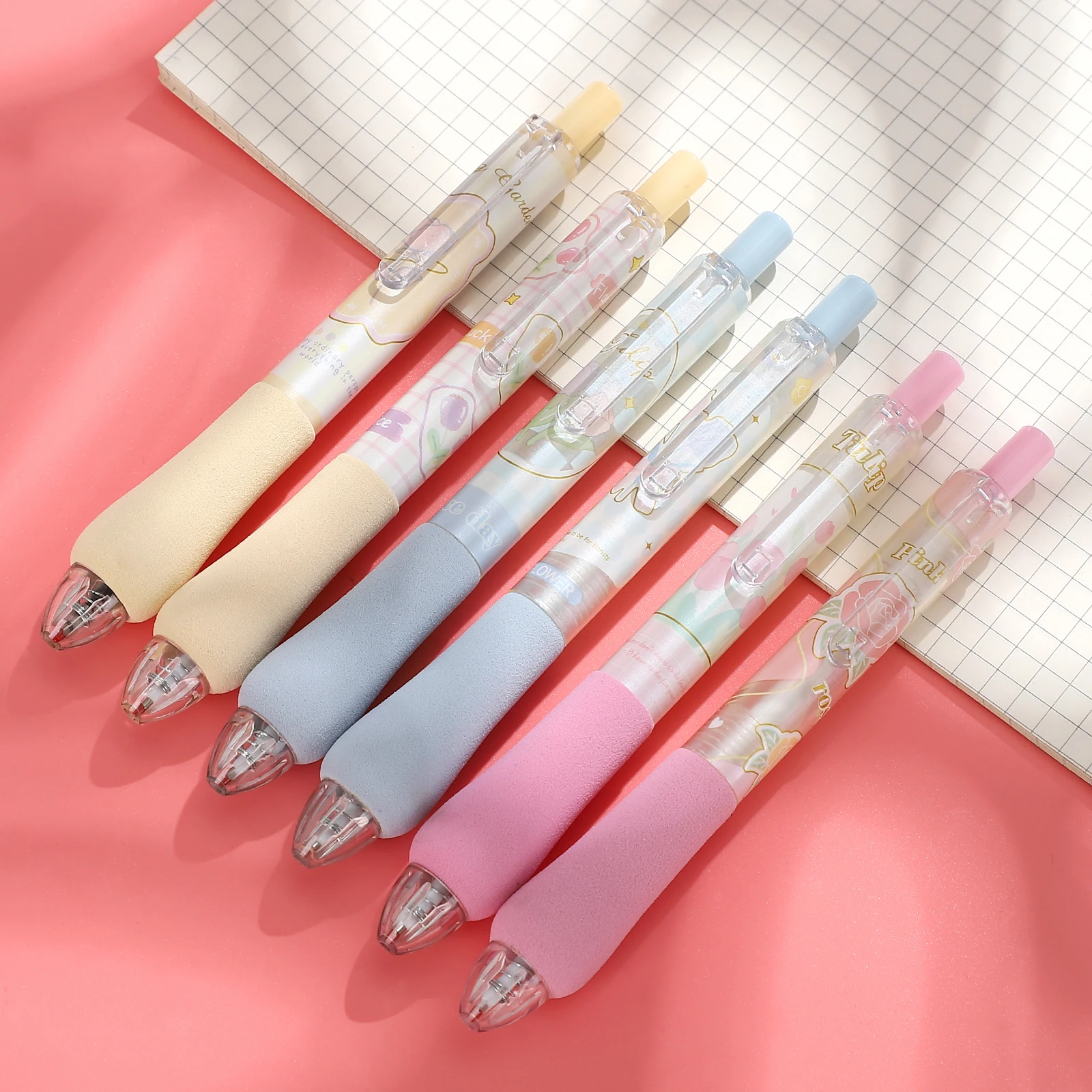 

6 Pcs/set Kawaii Sakura Rabbit Soft and Fat Press Gel Pen Set 0.5mm Black Creative DIY Student Supplies Stationery
