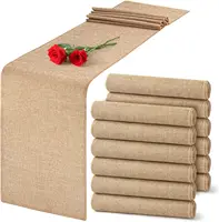 30cm Width Jute Linen Vintage Natural Table Runner  Burlap Rustic Khaki Party Country Wedding Decoration Chair Decor 2