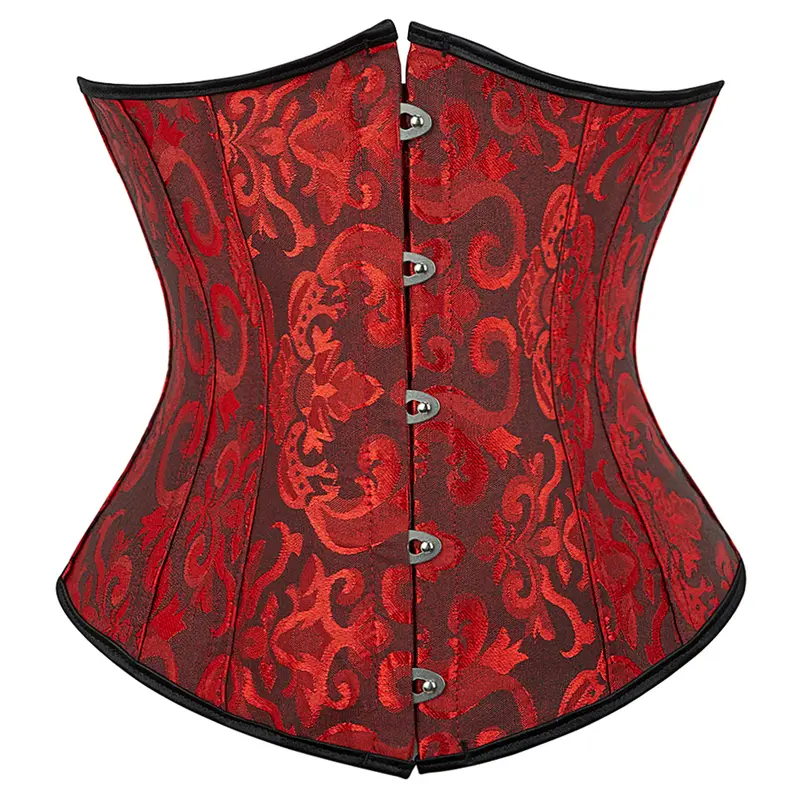 Underbust Corset Plus Size Gothic Corset Cincher Medieval Corsets for Women Jacquard Vintage Waist Corset Top Black White Purple - Image 9