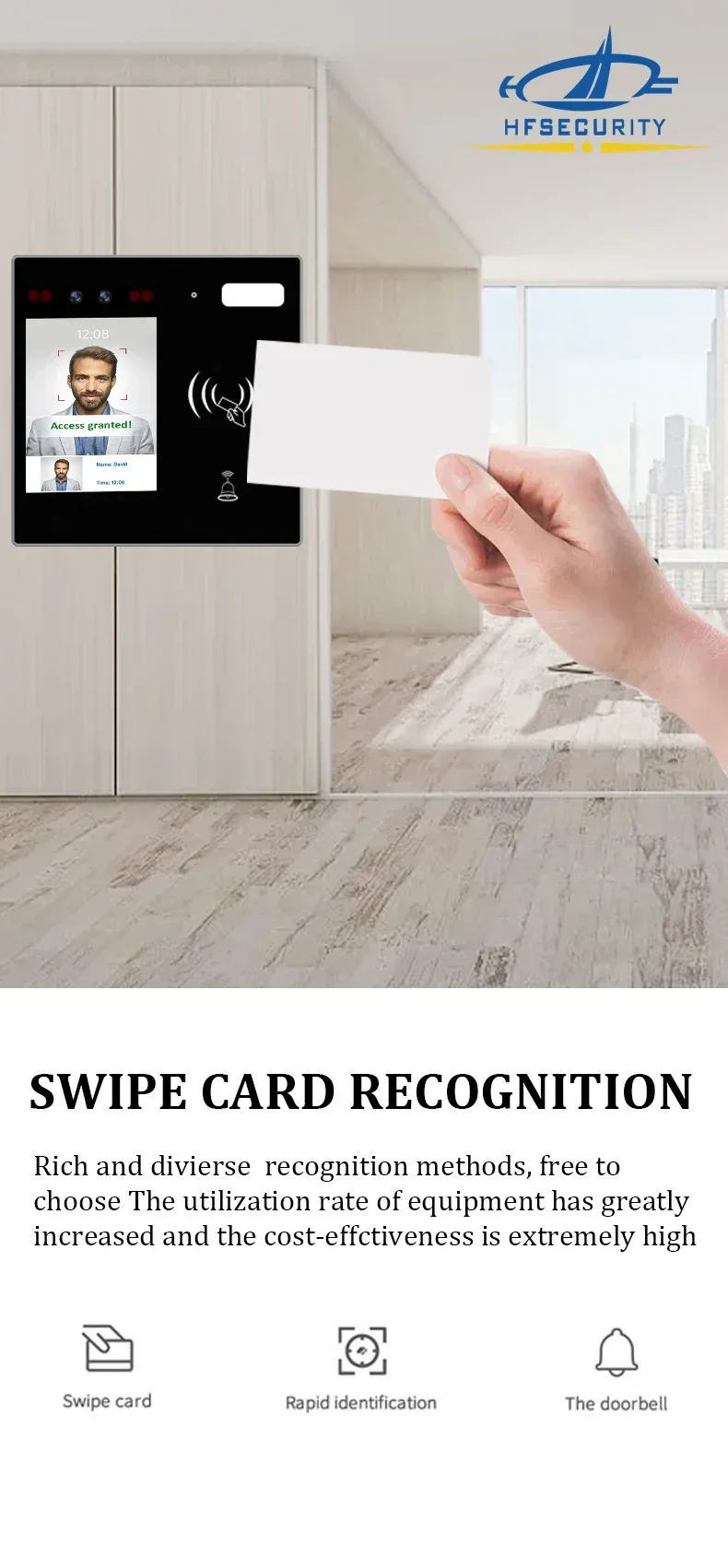 HFSecurity MINI30 얼굴 인식 IC 리더 2.4인치 얼굴 인식 출입 통제 시스템 (체육관, 호텔, 학교용)