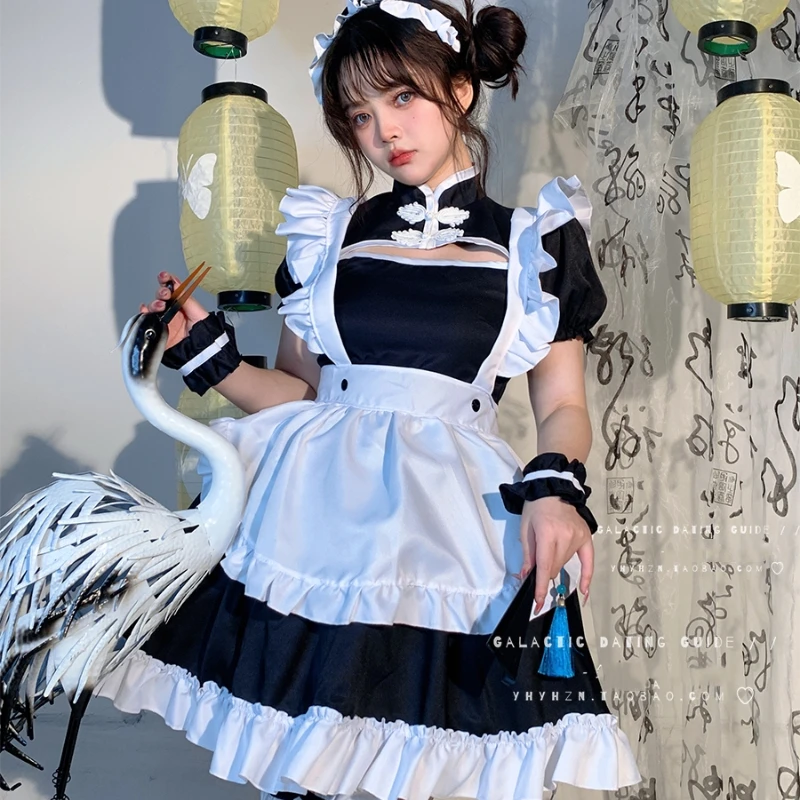 

Plus Size Anime Maid Chinese Classical Cheongsam Dress Japanese Kawaii School Girl Party Outfits Sweet Lolita Maid Cosplay