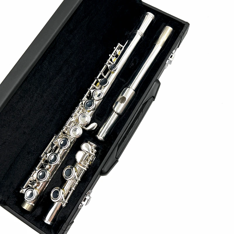 Professional Flute Cupronickel Closed C Tune E Key 16 Hole Flute Silver Plated Musical Instruments With Case and Accessories