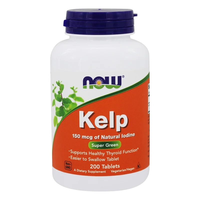 

Free shipping kelp 150 mcg natural iodine super green supports healthy thyroid function, 200 tablets easier to swallow