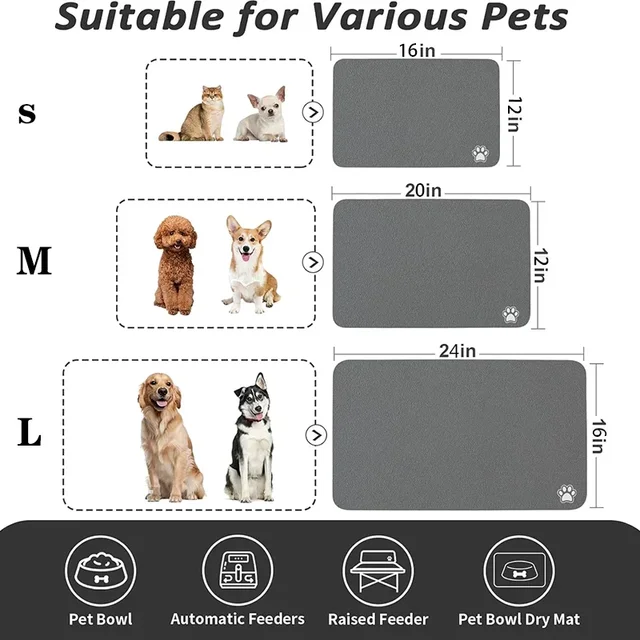 Pet Feeding Mat Absorbent Dog Cat Mat for Food and Water Easy to Clean Pet Placemats Quick Dry Dog Mat for Messy Drinkers 4