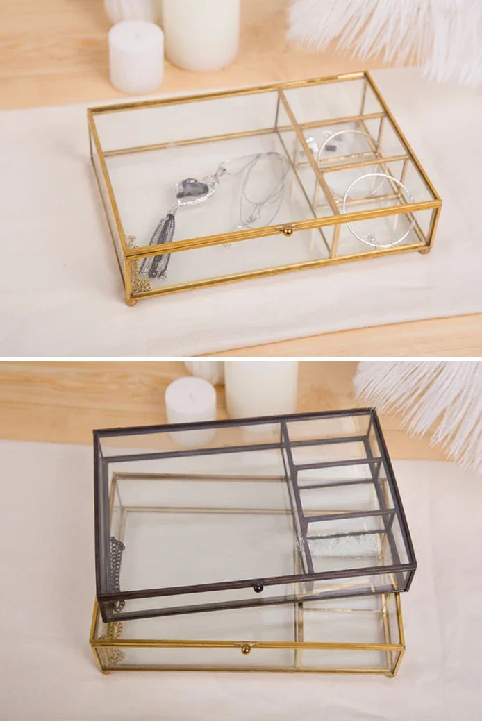 Description Picture 3 of itemNordic style Retro Glass jewelry storage box display Desktop organization Home Decoration