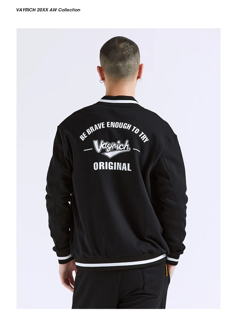 Lightning Bear Vayrich Branded Cotton Full-Snap Baseball Bomber Jacket Streetwear Hip Hop Unisex College Casual Outerwear Coats