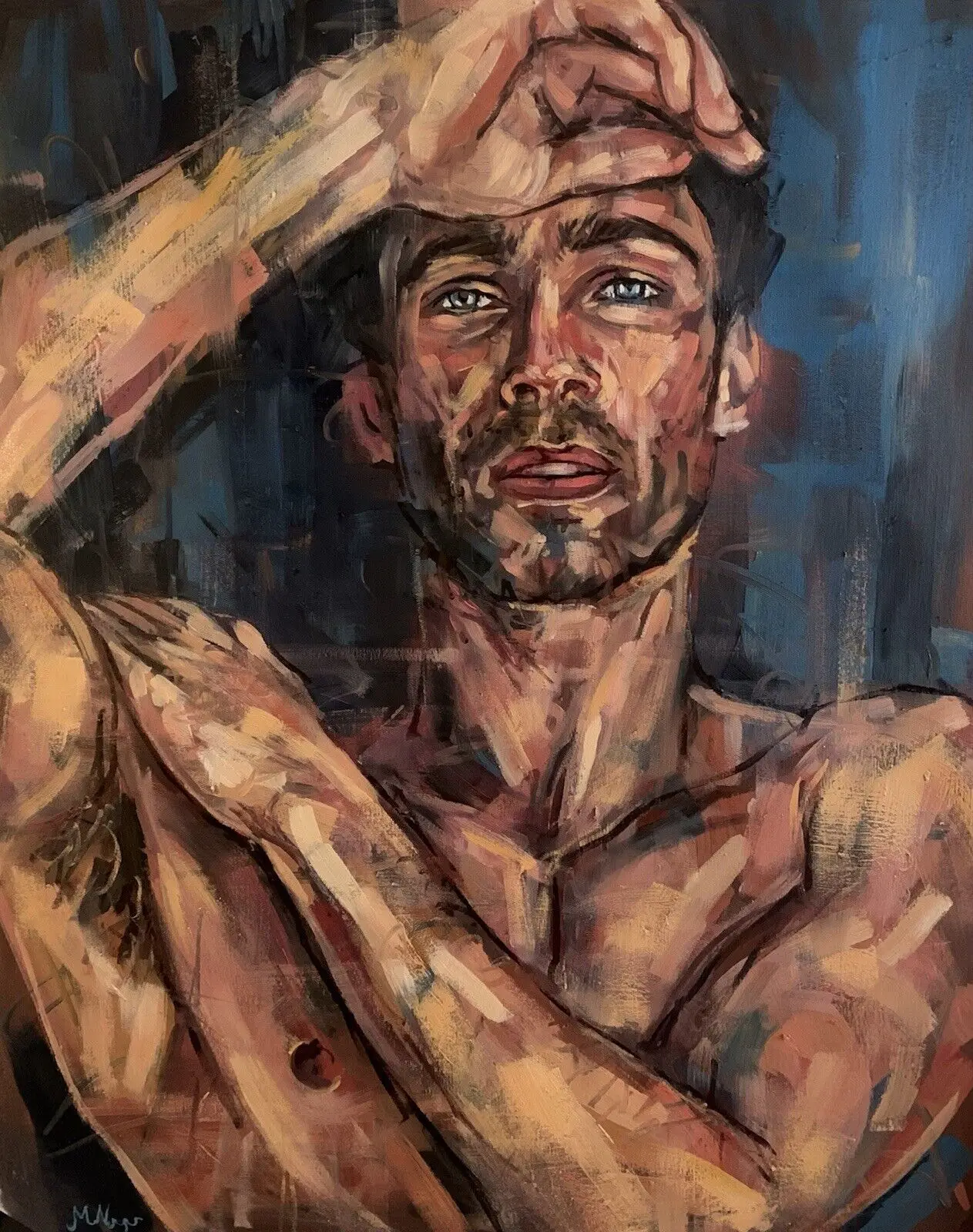 

100%Handmade Oil Painting Naked Man Male Nude Gay Queer LGBT Homoerotic Oil Painting