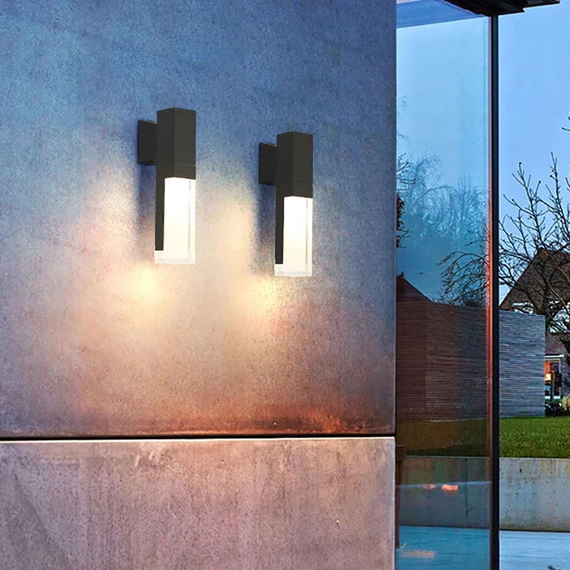 

Nordic LED Outdoor Wall Lamp IP65 Waterproof Modern Minimalist Style Wall Lights Acrylic Double Head Porch Wall Lights AC85-265V