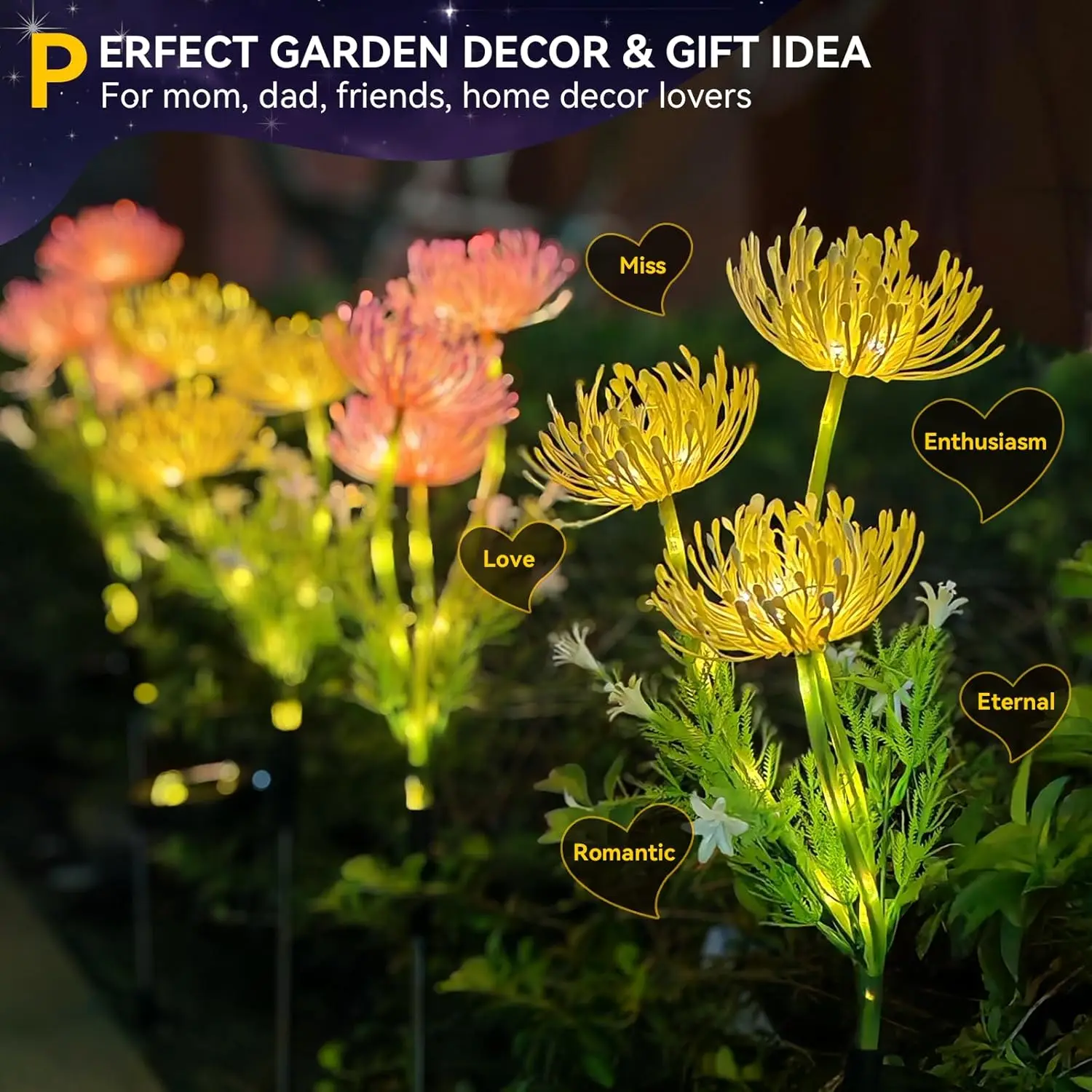 Outdoor IP65 Waterproof Garden Lights LED Solar Flower Light for Pathway Yard Lawn Backyard Home Decoration Solar Landscape Lamp 2