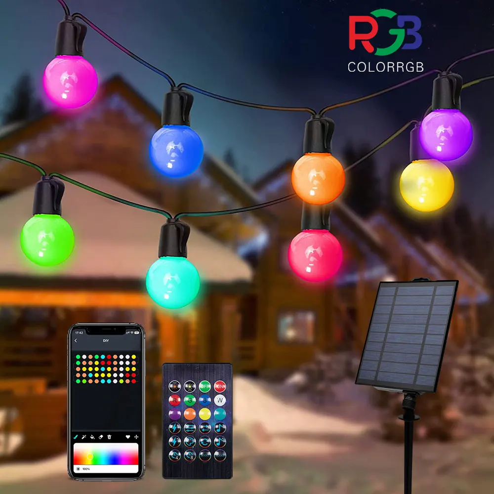 SolarOutdoorSmartStringLightsAPPControlRemoteColorChanging