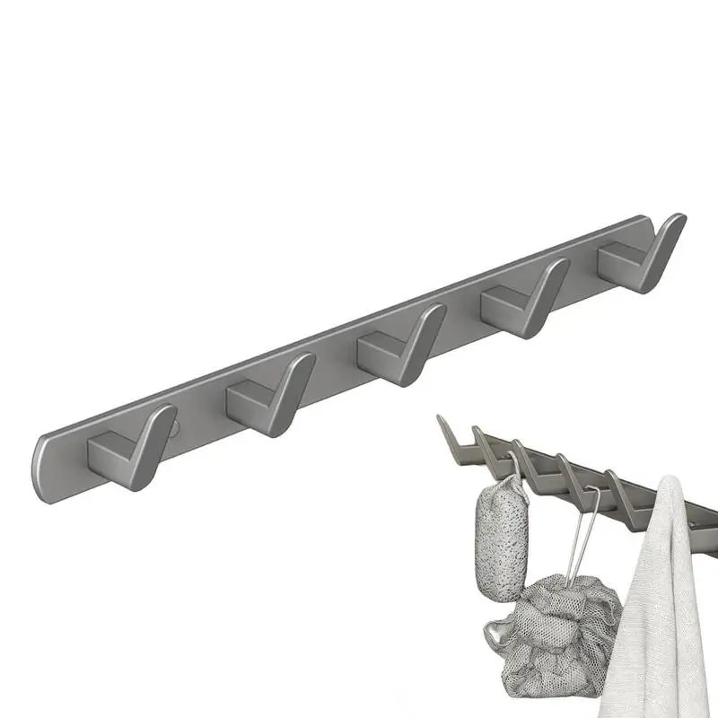 

wall mounted Coat Hooks Rack high quality Coat hanging rack with 5 Hooks Stable Gray Towels and jackets hanging Hooks for home