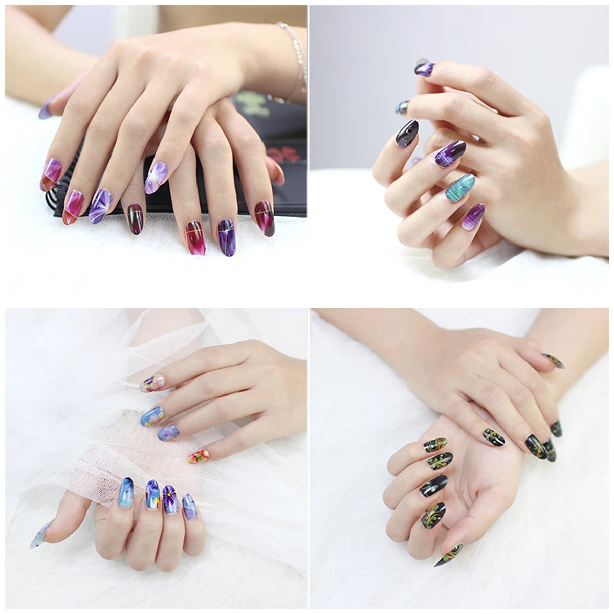 10 Sheets Vibrant Full Wrap Nail Polish Stickers Self-Adhesive Nail Decals for DIY Nail Art Manicure Designer Nail Art Stickers 5