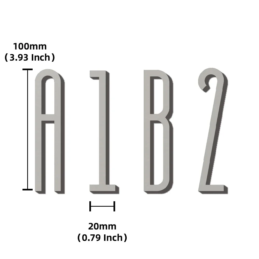 4 Inch 100mm Silver Self Adhesive Big Modern Door Number for Exterior House Apartment Plaque Mailbox Address Digits Sticker Sign house number signs house numbers number plate door signs