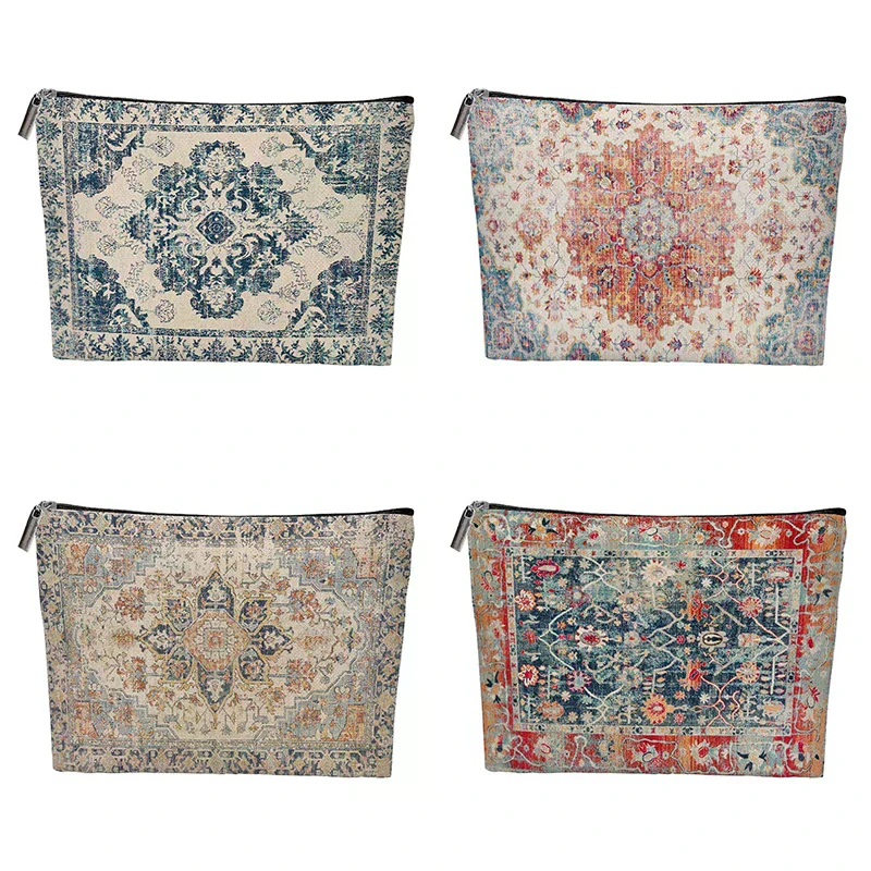 Borsa per cosmetici portatile in stile etnico Boho Borsa per cosmetici multifunzionale Borsa da toilette da viaggio Borsa per trucco di grande capacità per ragazze - immagine 4
