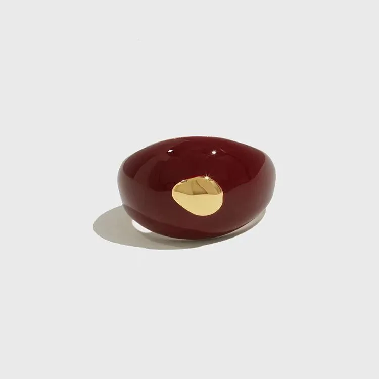 

New Enamel Drop Glaze Ring, Women's Gold, Maillard Advanced, Retro Advanced, Same Style for Men and Women