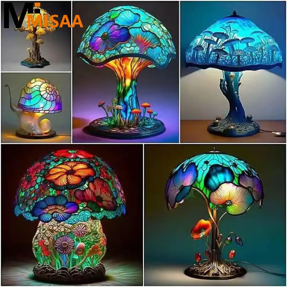 

Desk Lamp 15cm Retro Color Atmosphere Design Ornaments Home Furnishings Mushroom Table Lamp 300g Decorate Home Decoration Resin