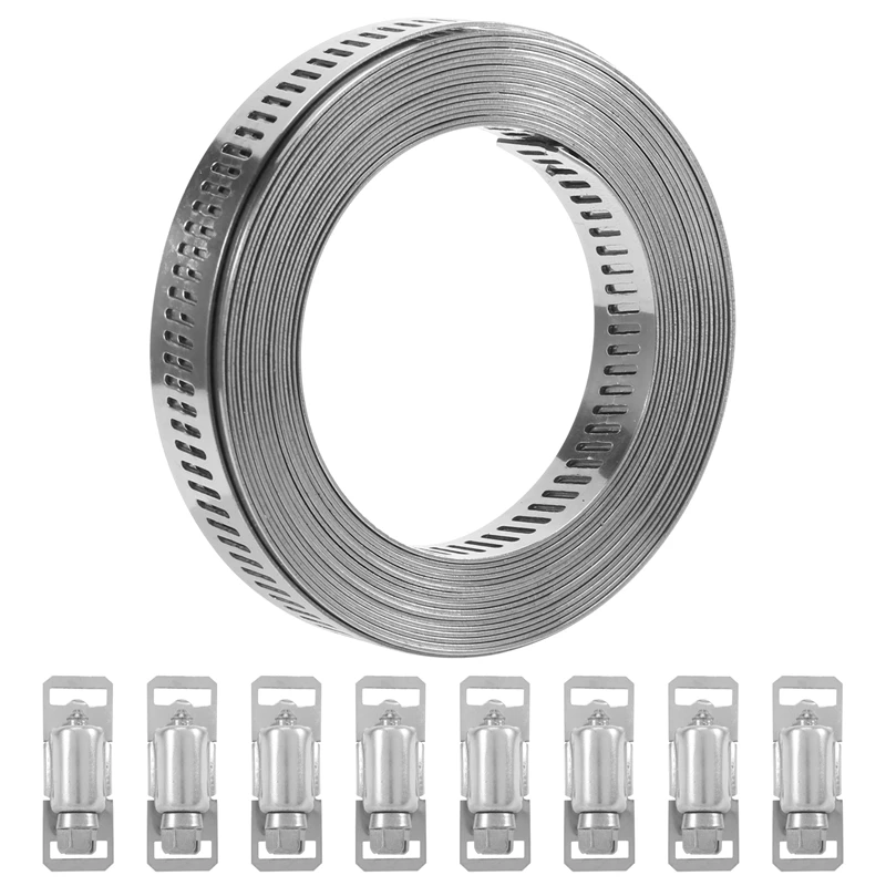 304 Stainless Steel Worm Clamp Hose Clamp Strap With Fasteners Adjustable DIY Pipe Hose Clamp Ducting Clamp 11.5 Feet