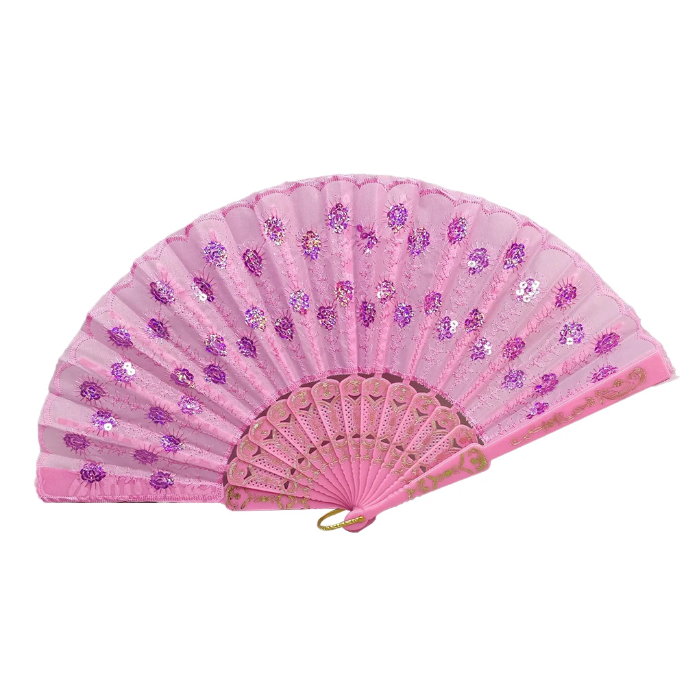 

Chinese Folding Fan Japanese Retro Hand Held Fan Spanish Style Flower Dance For Party Wedding Gift For Guest