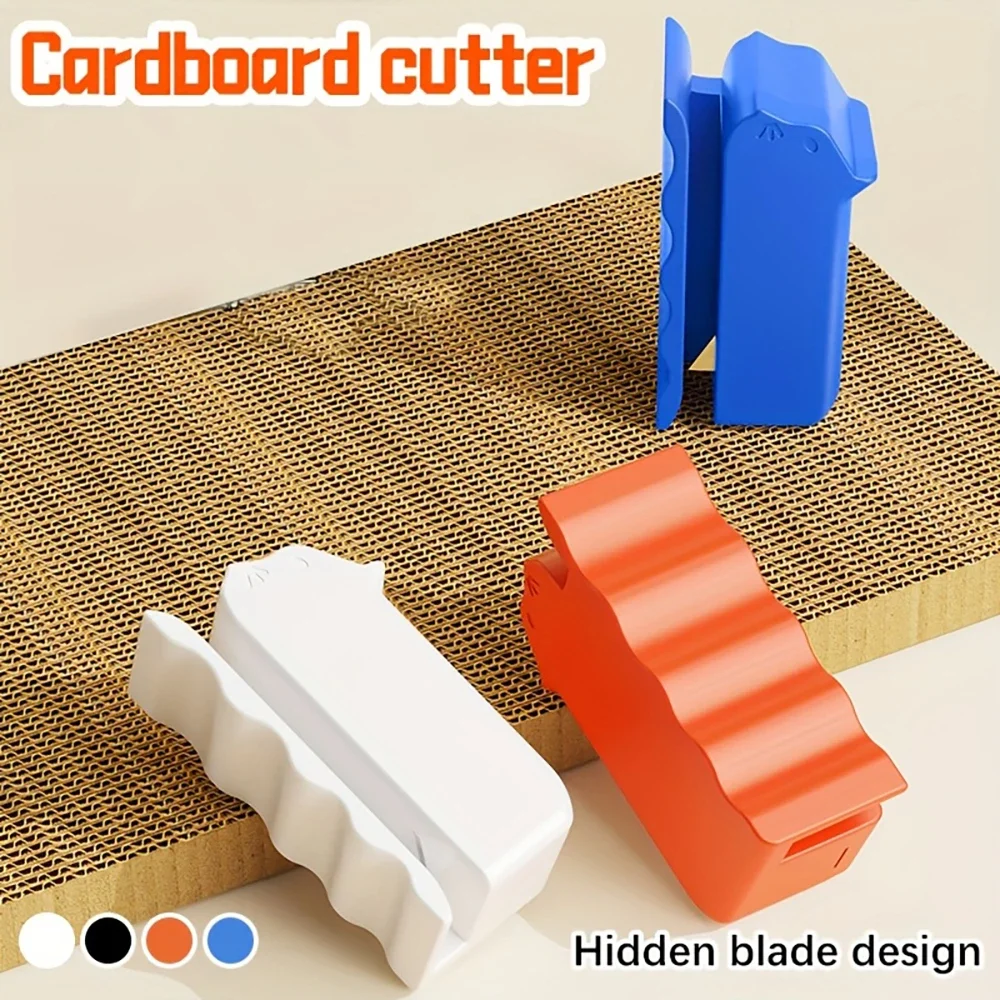 휴대용 골판지 절단기, 고양이 긁는판 - 숨겨진 칼날 디자인, 내구성 있는 개봉칼