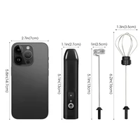 1 pièce Mousseur à lait électrique, mélangeur à café, batteur à œufs portable, rechargeable par USB 500mAh 2