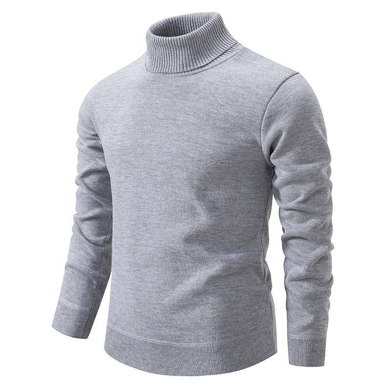 Autumn Men's Turtleneck Sweater Winter Knitting Pullovers Rollneck Warm Men Jumper Loose Solid Color Top 3