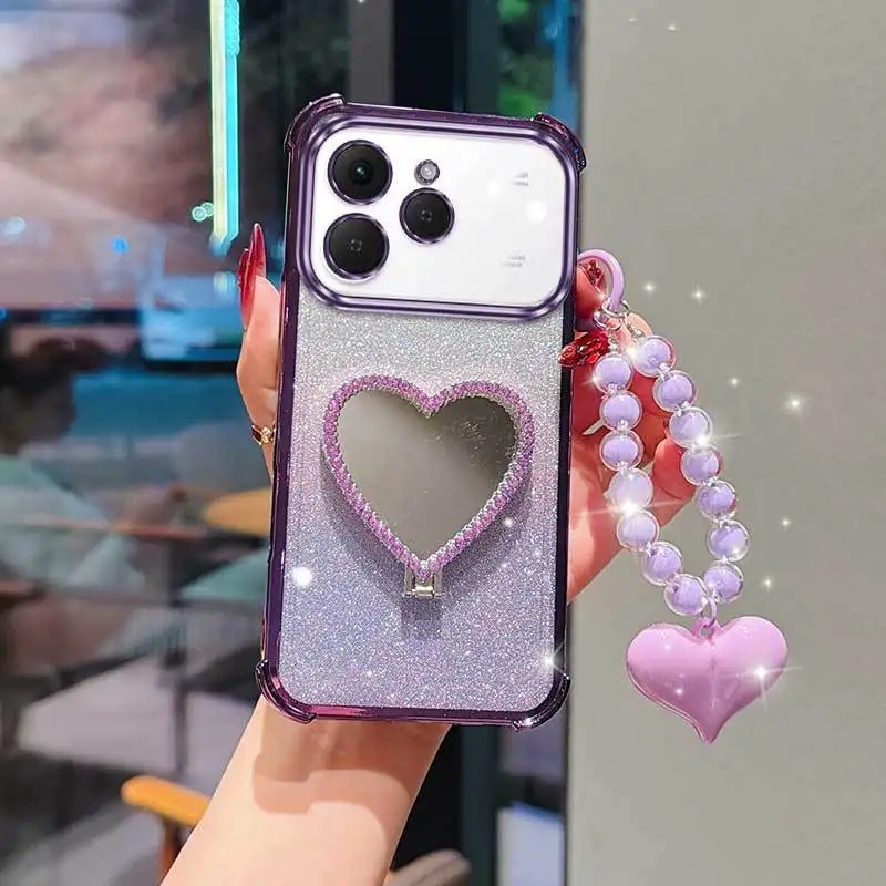 3-Piece Set: Phone Case with Lanyard and Heart-Shaped Stand – Stylish and Functional Phone Protection