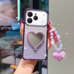 3 - Piece Set: Phone Case with Lanyard and Heart - Shaped Stand - Stylish and Functional Phone Protection for Tecno Spark Slim (PURPLE)