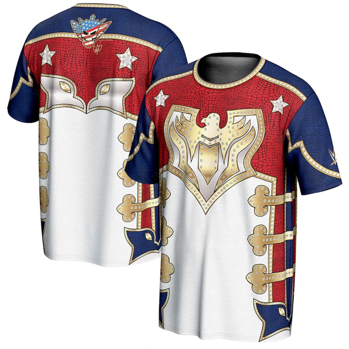 Men Women Round Neck T-Shirt WWE Cody Rhodes Crowned Skull Wrestler's Retro Style