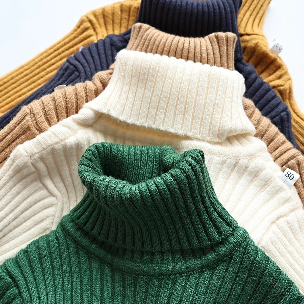 Soft Knit Unisex Kids Sweater Multi Color Turtleneck Pullover