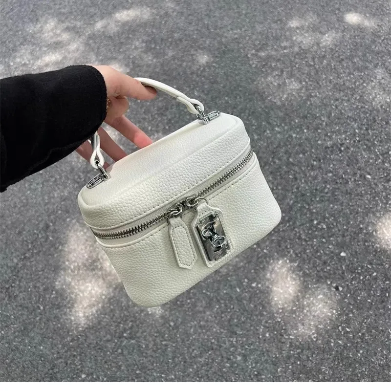 Beige Pebbled Texture Box Handbag Single Women Leather Petite Exquisite Shoulder Bags Ladies Fashion Sle Versatile Crossbody Bag