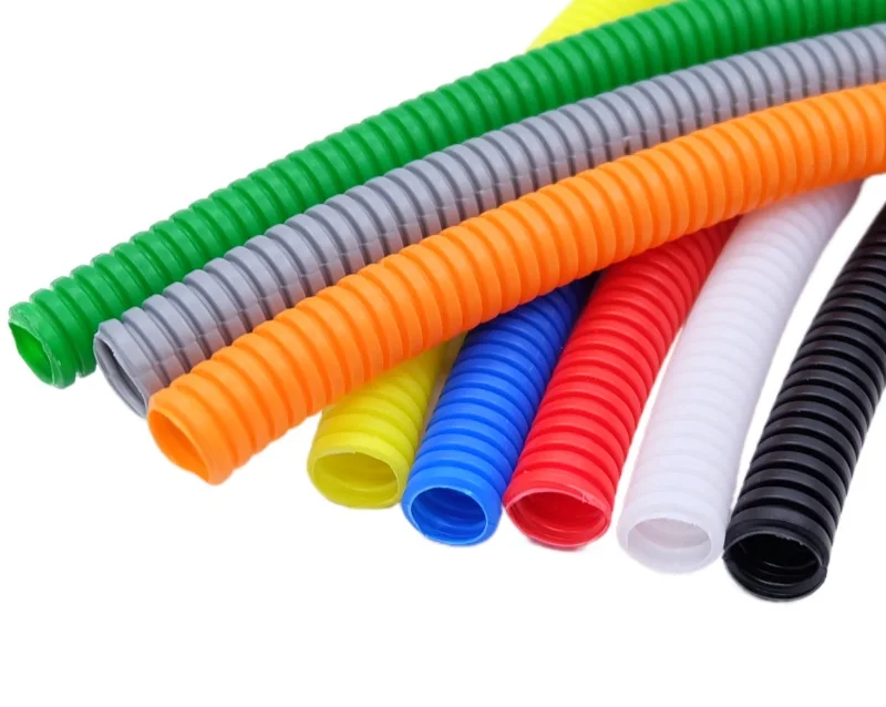 Description Picture 2 of item1/3M PP Insulated Corrugated Tube Auto Line Pipe Harness Wire Wrap Colorful Threading Plastic Split Wire Loom Protection Sleeve