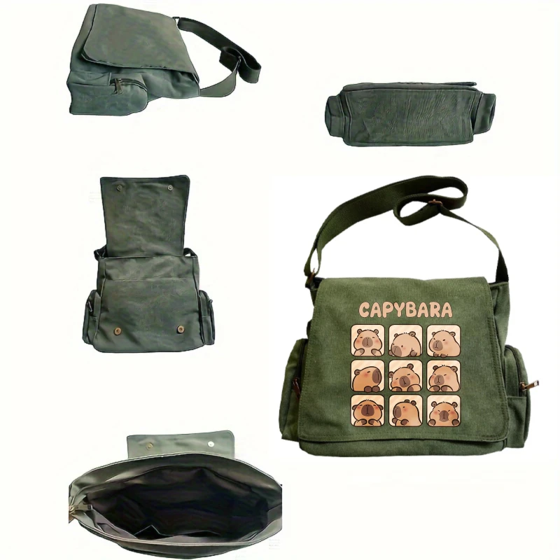 Casual Canvas Women's Bag Men's Messenger Bag Shoulder Bag Crossbody Bag Capybara Print Large Capacity