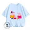 2024 Children Summer Peppa Pig Animated Cartoon Character Print Design O-neck Loose Version Type and Sporty Short Sleeve T-shirt 5