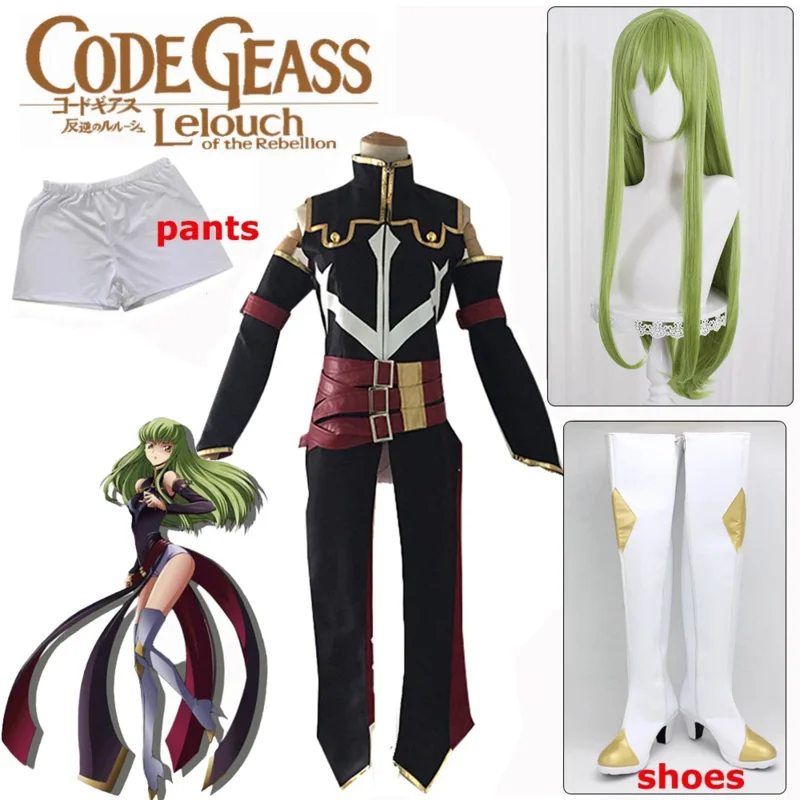 

Anime Code Geass Queen CC Cosplay Costume Halloween Carnival Witch Black Uniforms Women Battle Suit Stocks Full Set Custom Made