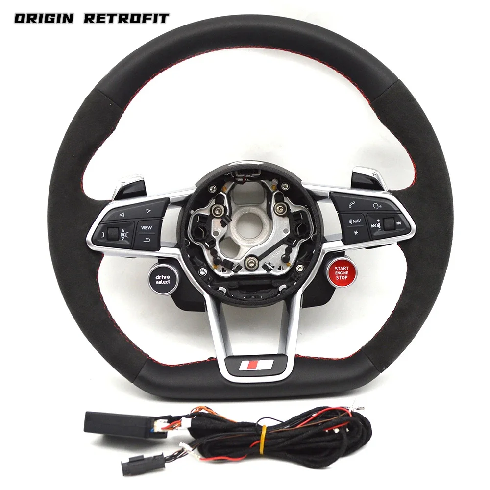 Per Audi R8 Personalizza Alcantara Red Thread Stitching Shift Paddle Engine Start Button Volante