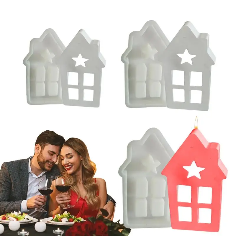

Star House Shape Silicone Molds Candle Making Supplies Home Decor Multifunctional Craft Mold 3pcs Easy Demoulding Craft Supplies